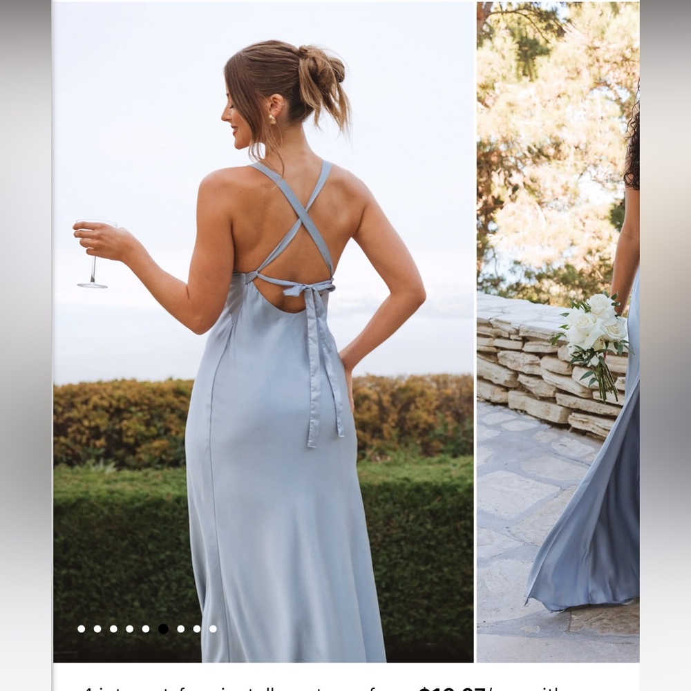 Show Me Your MuMu Anderson Maxi Dress - Steel Blue Luxe Satin - Picture 4 of 9